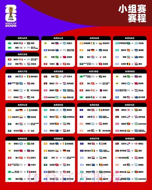 2026世界杯完整比赛日程安排